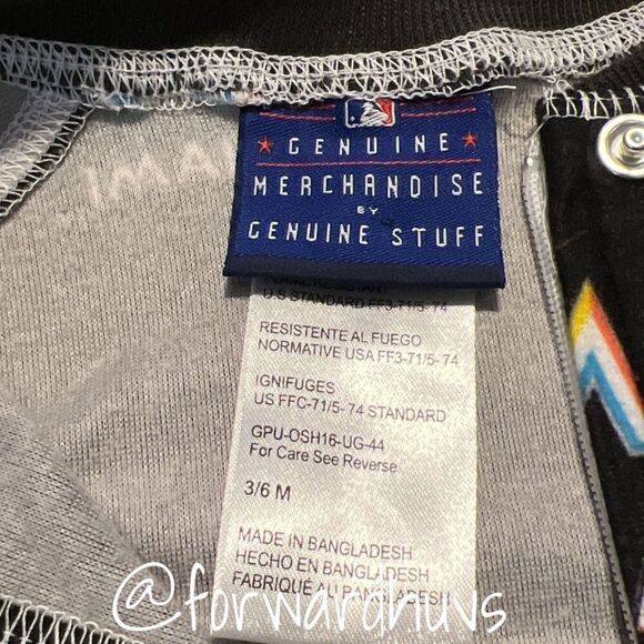 MLB Genuine Miami Marlins Infant 3/6 Month Pajama Sleeper One Piece NWT - Picture 5 of 7